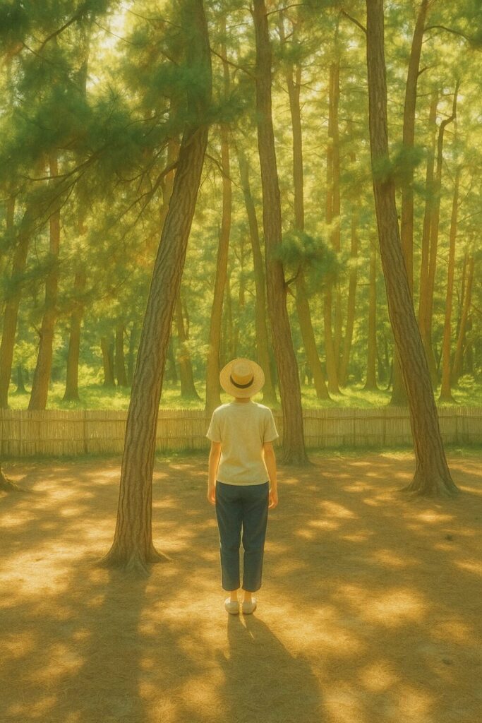 松林での森林浴