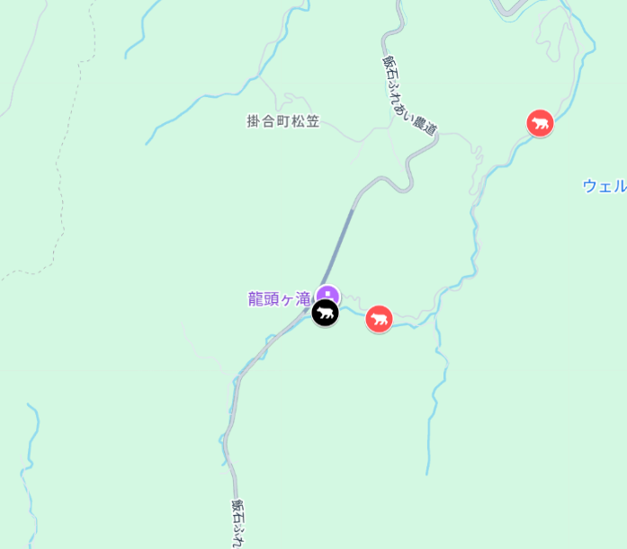 龍頭ヶ滝 熊目撃地図